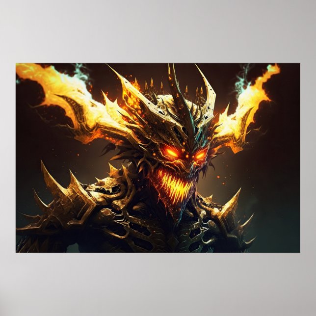 Scary blazing demon poster (Front)