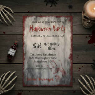 Scary Blood Bloody Halloween Party Invitation
