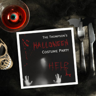 Scary Bloody Halloween Costume Party Black Napkin