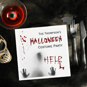 Scary Bloody Halloween Costume Party White Napkin