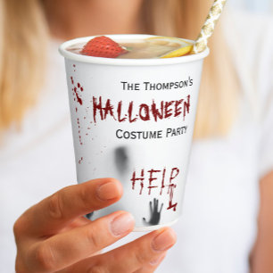Scary Bloody Halloween Costume Party White Paper Cups