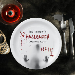Scary Bloody Halloween Costume Party White  Paper Plate