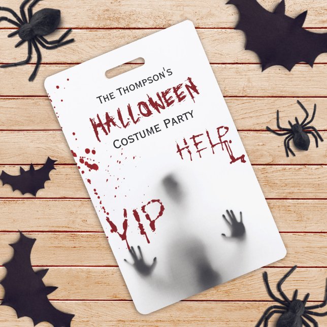 Scary Bloody Halloween Costume Party White VIP ID Badge (Creator Uploaded)