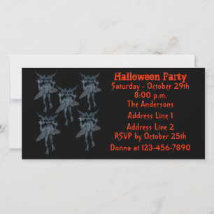 Scary Blue Gremlins Halloween Party Invite