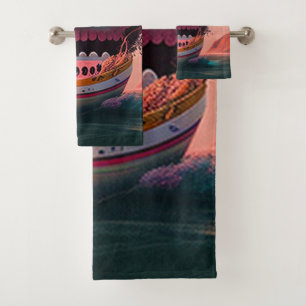 Scary boat bath towel set