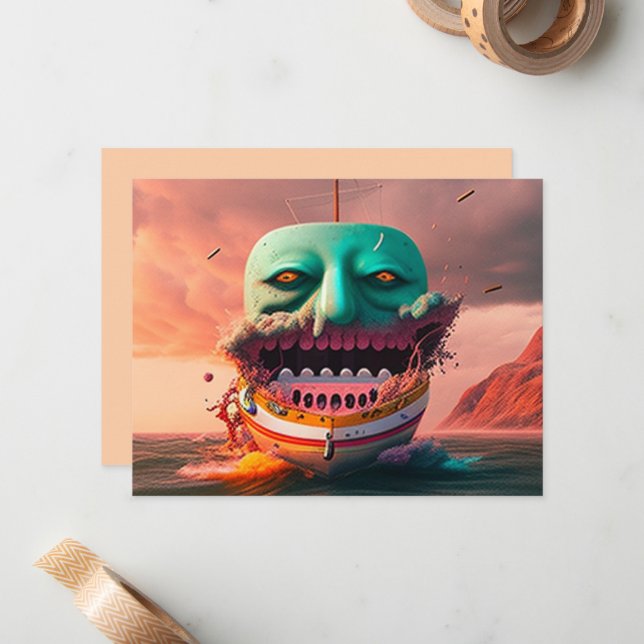 Scary Boat Card (Front/Back In Situ)