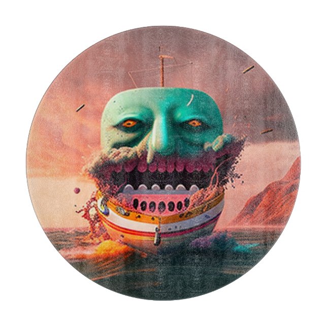 Scary boat cutting board (Front)