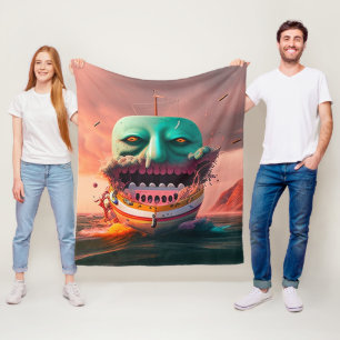 Scary boat fleece blanket