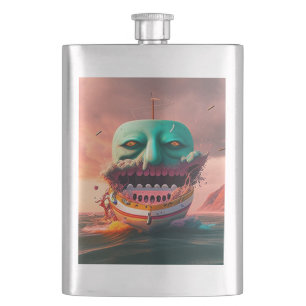 Scary boat hip flask