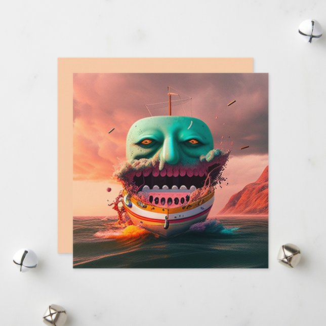 Scary Boat Holiday Card (Front/Back In Situ)