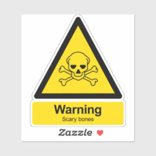 Scary bones parody toxic warning sign sticker