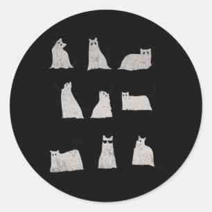 Scary Boo Cute Ghost Cat Kitty Vintage Halloween C Classic Round Sticker