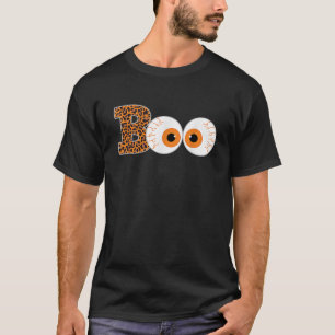Scary Boo Eyeball Leopard Print Halloween Costume  T-Shirt
