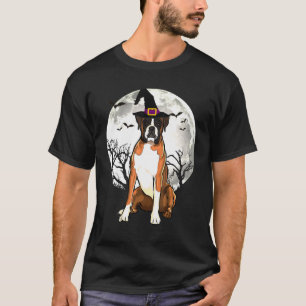 Scary Boxer Dog Witch Hat Halloween T-Shirt