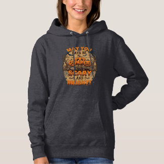 Scary Bright Halloween Pumpkins Bats Broomstick_1 Hoodie