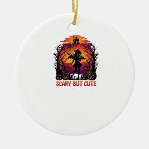 Scary But Cute Halloween Bat Girl Pumpkins Haunted Ceramic Tree Decoration