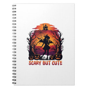 Scary But Cute Halloween Bat Girl Pumpkins Haunted Notebook