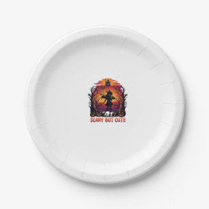 Scary But Cute Halloween Bat Girl Pumpkins Haunted Paper Plate