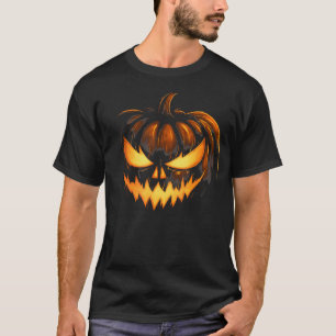 Scary Carved Pumpkin Face Jack O Lantern Halloween T-Shirt