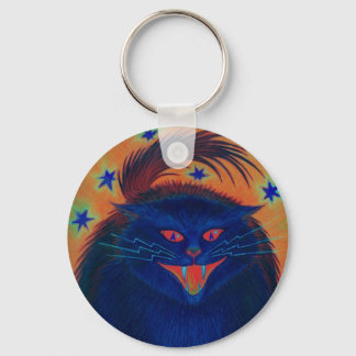 Scary Cat Blue keychain