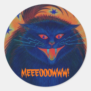 Scary Cat Blue 'MEEEOOOWWW!' sticker