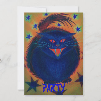 Scary Cat Blue 'Party' invitation