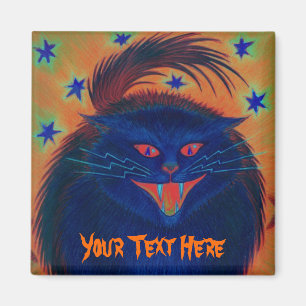 Scary Cat Blue 'Your Text' fridge magnet