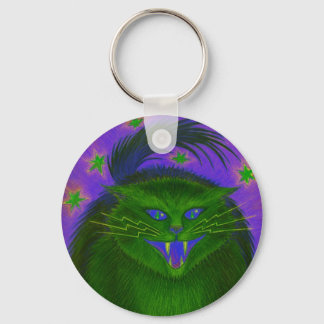 Scary Cat Green keychain