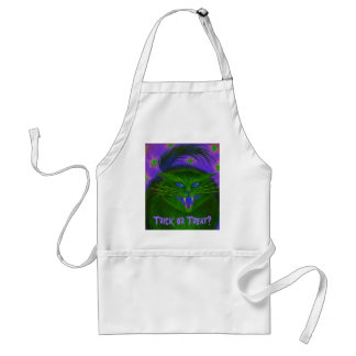 Scary Cat Green 'Trick or Treat?' apron