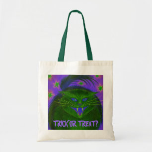 Scary Cat Green 'Trick or Treat?' bag