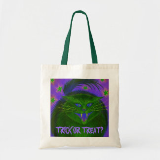 Scary Cat Green 'Trick or Treat?' bag