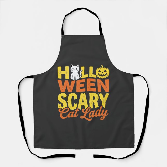 Scary Cat Lady Halloween Design_1 Apron (Front)