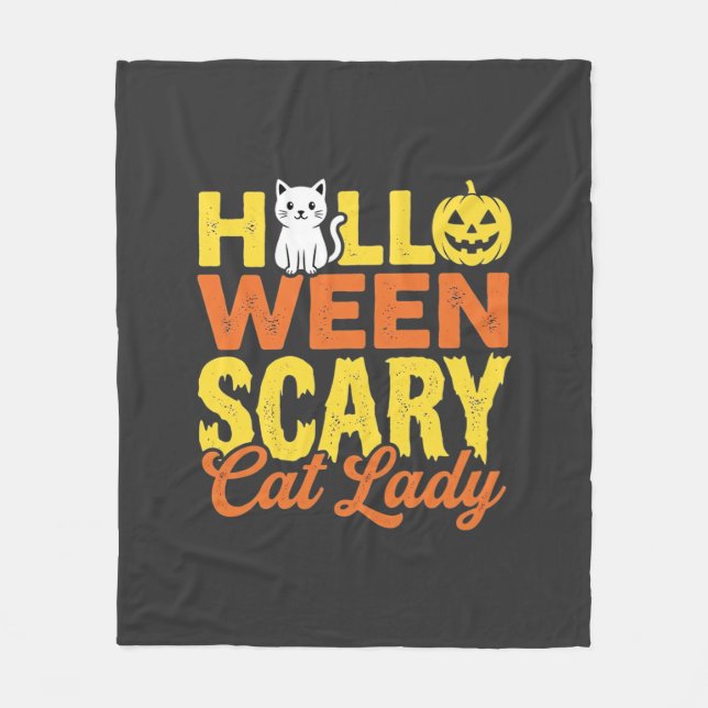Scary Cat Lady Halloween Design_1 Fleece Blanket (Front)