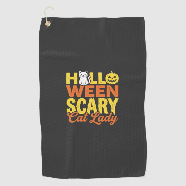 Scary Cat Lady Halloween Design_1 Golf Towel (Front)