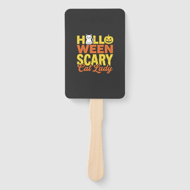 Scary Cat Lady Halloween Design_1 Hand Fan (Front)