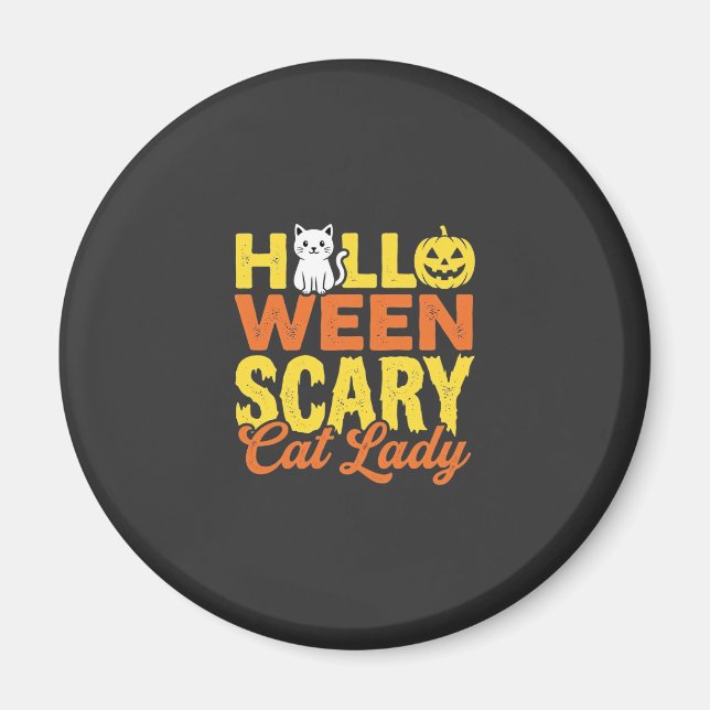 Scary Cat Lady Halloween Design_1 Magnet (Front)