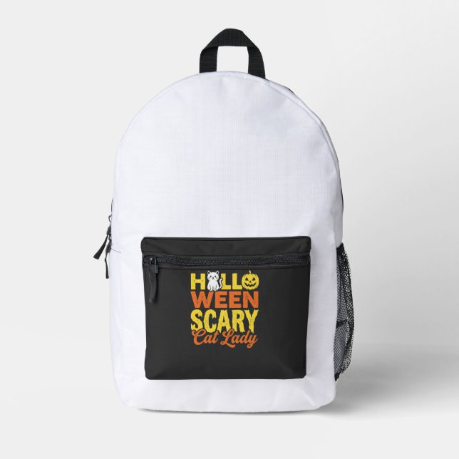 Scary Cat Lady Halloween Design_1 Printed Backpack (Front)