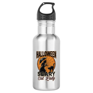 Scary Cat Lady Halloween Witch Web Vintage Shirt_1 532 Ml Water Bottle
