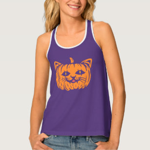 Scary Cat Pumpkin Halloween Singlet