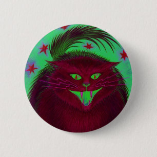 Scary Cat Red button round