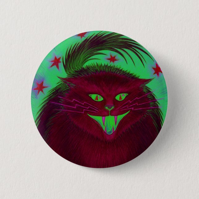 Scary Cat Red button round (Front)