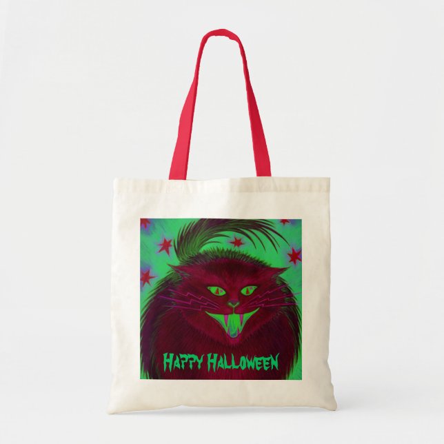 Scary Cat Red 'Happy Halloween' bag (Front)