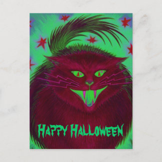Scary Cat Red 'Happy Halloween' postcard