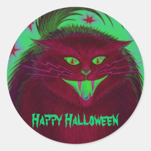 Scary Cat Red 'Happy Halloween' sticker