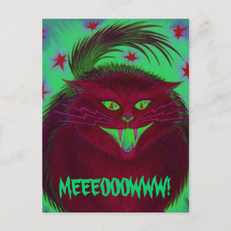 Scary Cat Red 'MEEEOOOWWW!' postcard