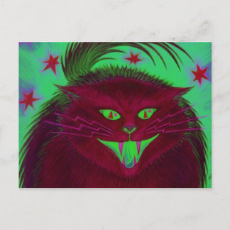 Scary Cat Red postcard horizontal