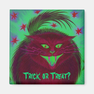 Scary Cat Red 'Trick or Treat?' fridge magnet