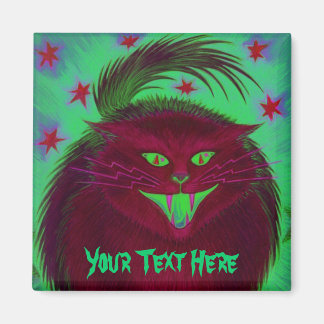 Scary Cat Red 'Your Text' fridge magnet