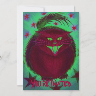 Scary Cat red 'You're Invited' invitation