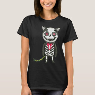 Scary Cat Sugar Skull Calavera Dia De Los Muertos  T-Shirt